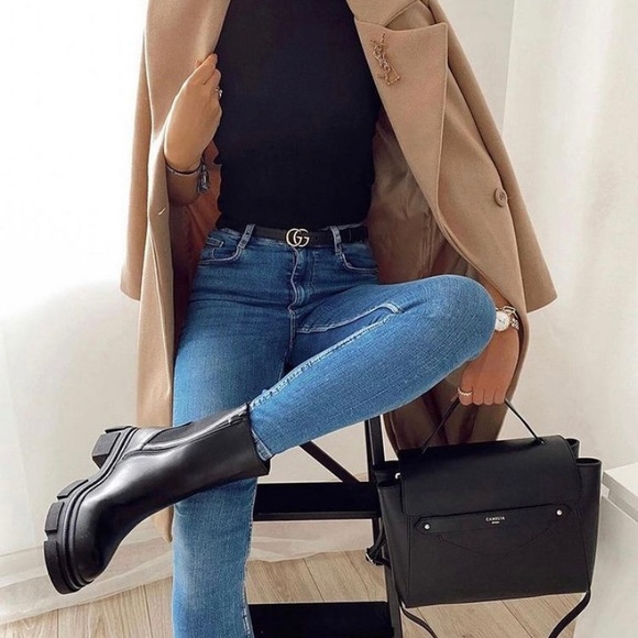 SOLD NWT Zara black lug sole leather boots chelsea style SOLD OUT ONLINE - Picture 5 of 8